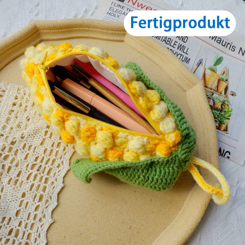Gehäkeltes Federmäppchen im Mais-Design 🌽🧶 – DIY-Set & Fertigprodukt-LW06