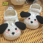 LW13-🐶🤎 Handgehäkelte Babyschuhe im Hunde-Design – Niedliche Neugeborenen-Schuhe | Perfektes Geschenk 👶🎁