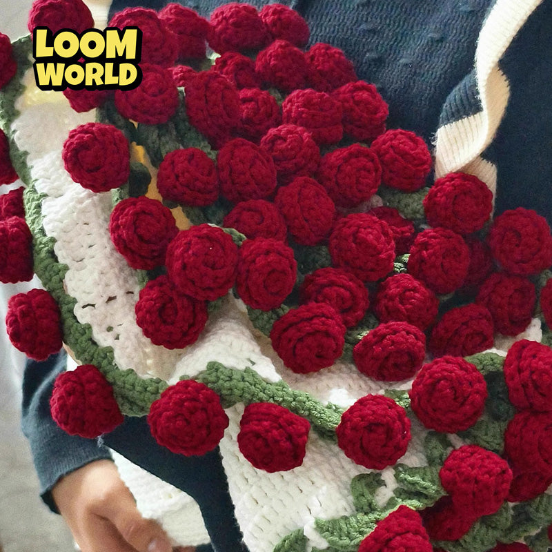 🎁 Handgemachte Strickdecke mit 3D-Blumen 🌷 – das perfekte Geschenk voller Wärme & Stil-(LW01)