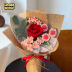 Handgemachter kleiner Häkelblumenstrauß – Zarte Häkelblumen als Brautstrauß, Geschenk & Dekoration | LW25
