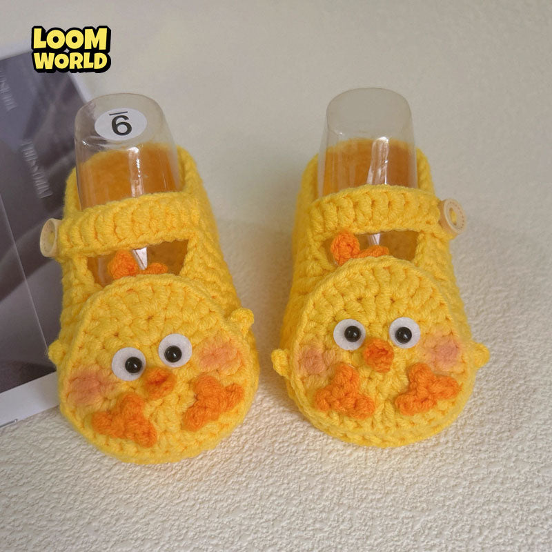 LW15-🐥💛 Handgehäkelte Babyschuhe im Küken-Design – Weiche Neugeborenen-Schuhe 👶🎁