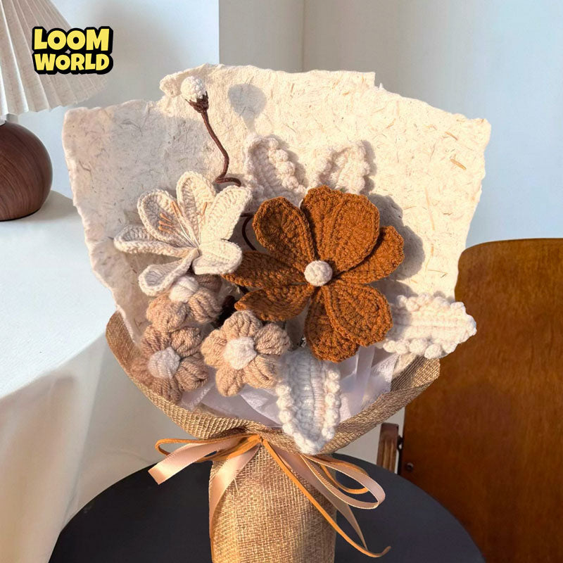 Handgemachter kleiner Häkelblumenstrauß – Zarte Häkelblumen als Brautstrauß, Geschenk & Dekoration | LW25