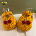 LW18-🍒👶 Handgehäkelte Babyschuhe mit Kirsch-Dekor – Weiche Neugeborenen-Schuhe