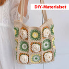 Handgestrickte Blumen-Umhängetasche 🌼 | Fertig oder als DIY-Set erhältlich-(LW04-B)