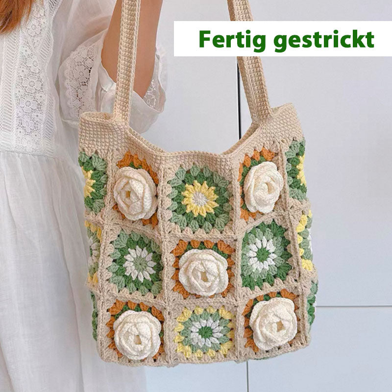Handgestrickte Blumen-Umhängetasche 🌼 | Fertig oder als DIY-Set erhältlich-(LW04-B)