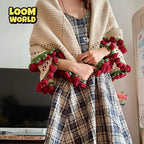 🎁 Handgemachte Strickdecke mit 3D-Blumen 🌷 – das perfekte Geschenk voller Wärme & Stil-(LW01)