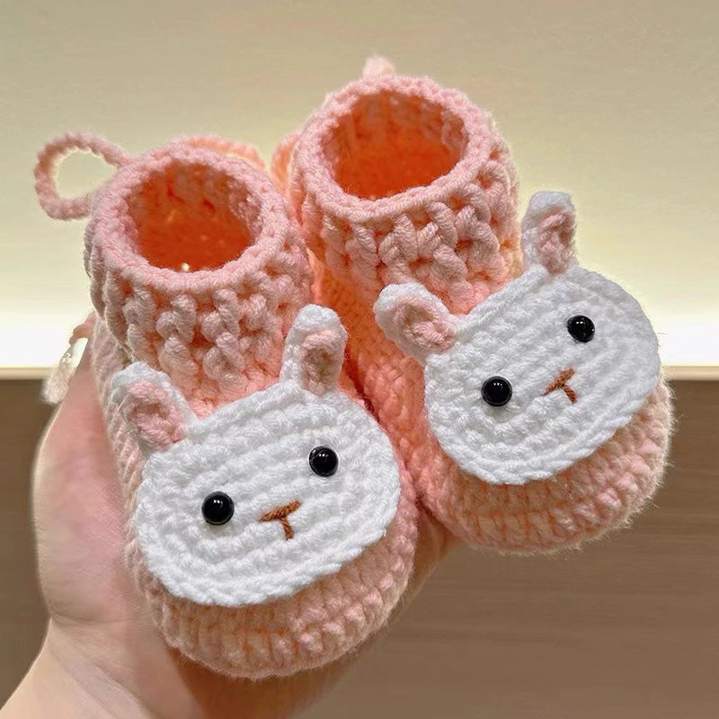 LW11-🐰👶 Handgehäkelte Baby-Stiefeletten mit Niedlichem Hasen – Perfektes Geschenk zur Geburt