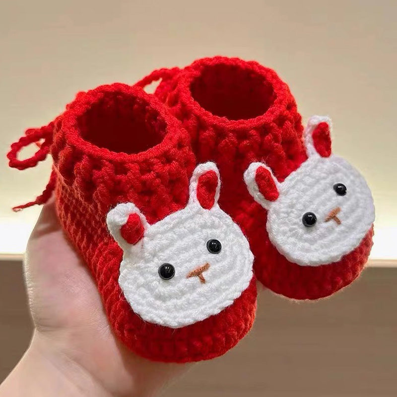 LW11-🐰👶 Handgehäkelte Baby-Stiefeletten mit Niedlichem Hasen – Perfektes Geschenk zur Geburt