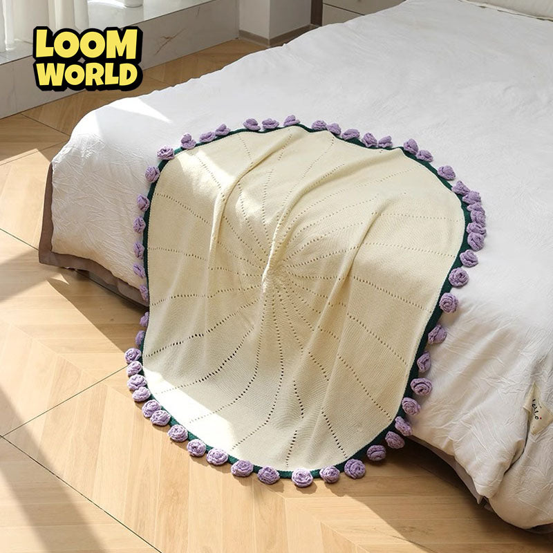 🎁 Handgemachte Strickdecke mit 3D-Blumen 🌷 – das perfekte Geschenk voller Wärme & Stil-(LW01)
