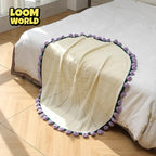 🎁 Handgemachte Strickdecke mit 3D-Blumen 🌷 – das perfekte Geschenk voller Wärme & Stil-(LW01)